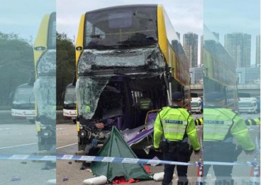 香港發生巴士與貨車相撞事故 致2人死亡10余人受傷